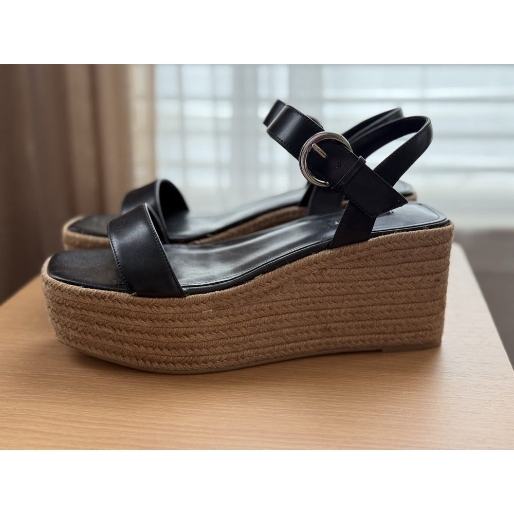 Nine West Women Classic Chunky Strap Dark Espadrille Platform Sandal BLACK 9.5 M - Picture 11 of 14